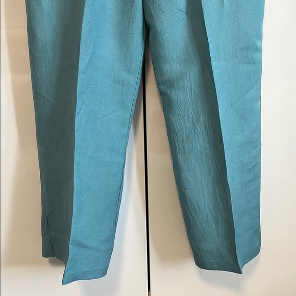 DYNAMITE Yasmin Straight Leg Linen Pants Turquoise, Size 8 - Picture 9 of 14